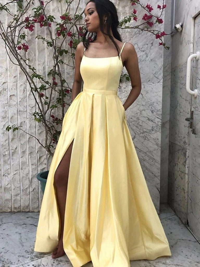 long yellow evening dress