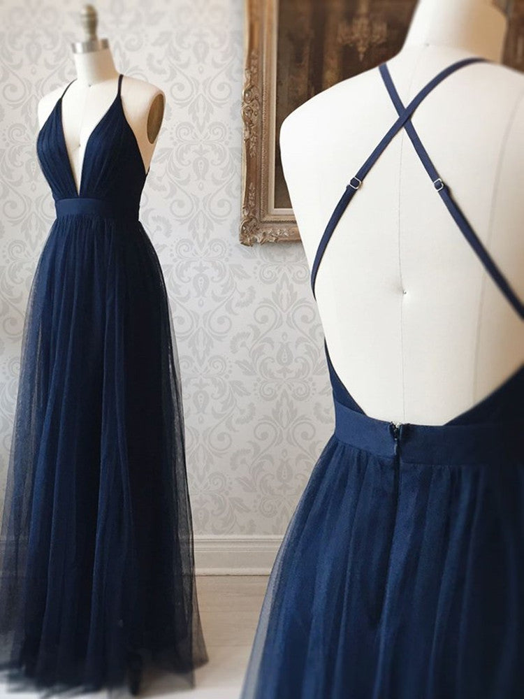 simple navy blue gown