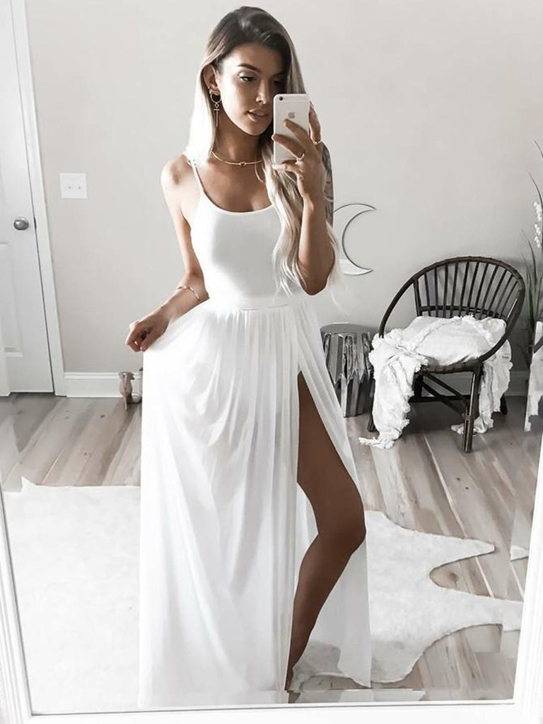 simple white spaghetti strap dress