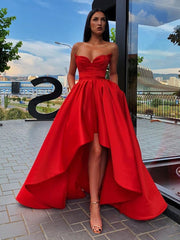 red sweetheart prom dress