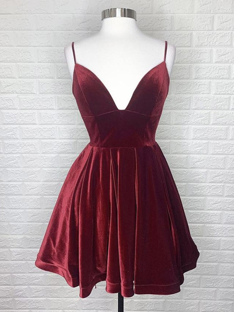 burgundy formal dresses short