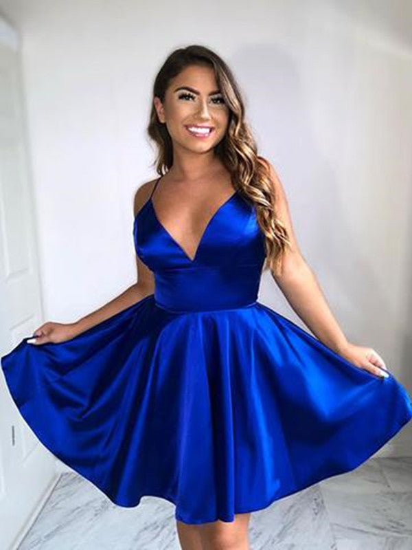 short blue grad dresses