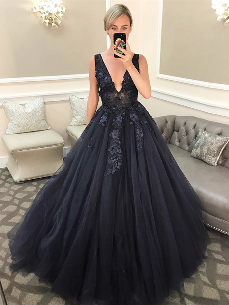 black lace formal evening gowns