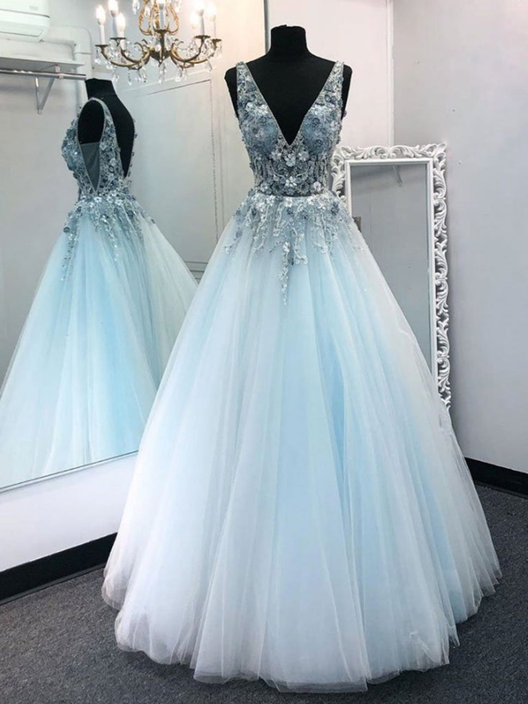 sky blue ball gown