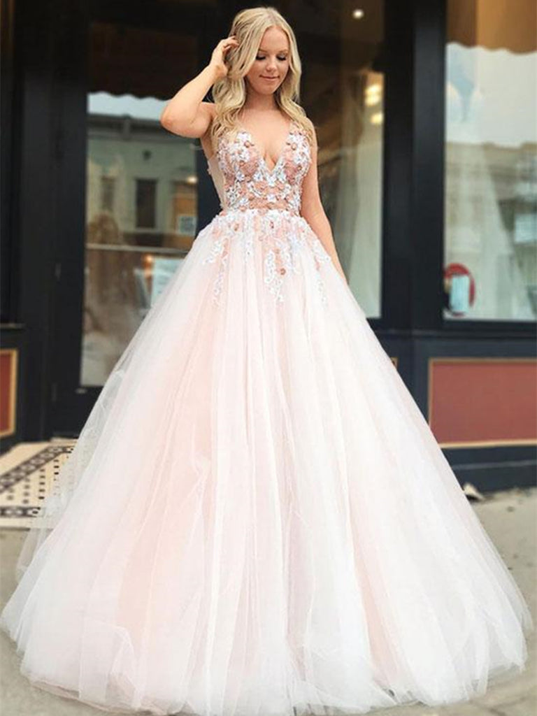 light pink ball gown with sleeves