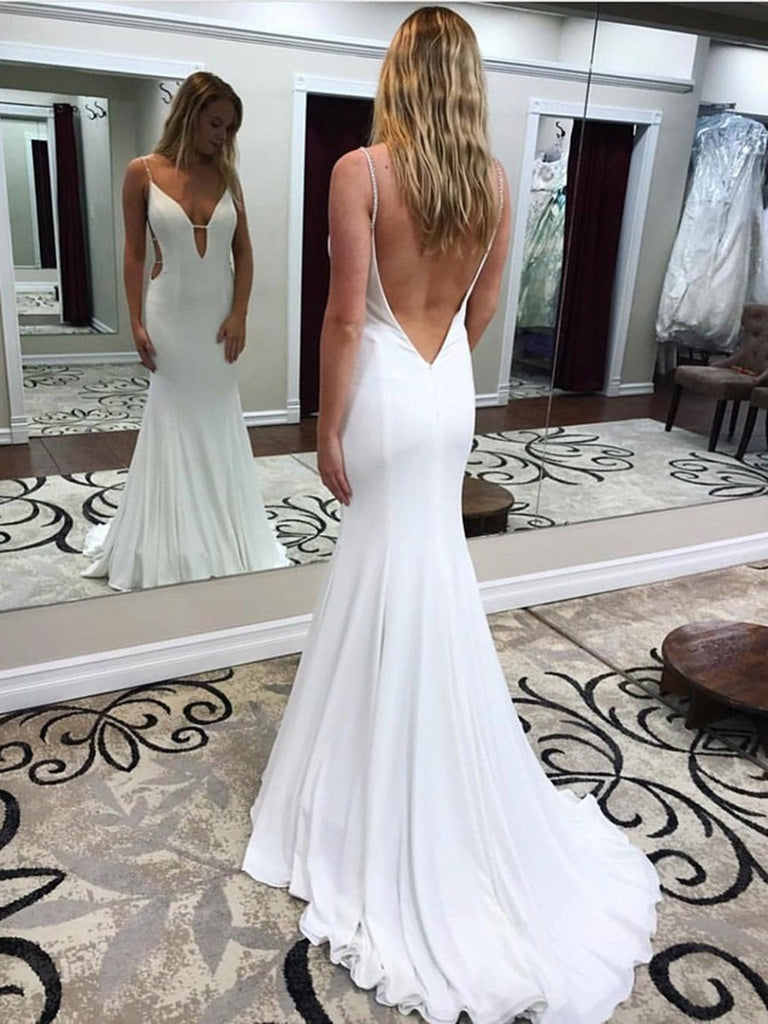 white backless gown