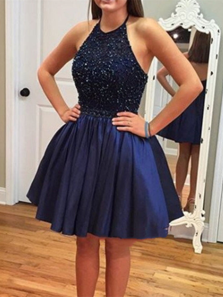 navy blue and silver dress