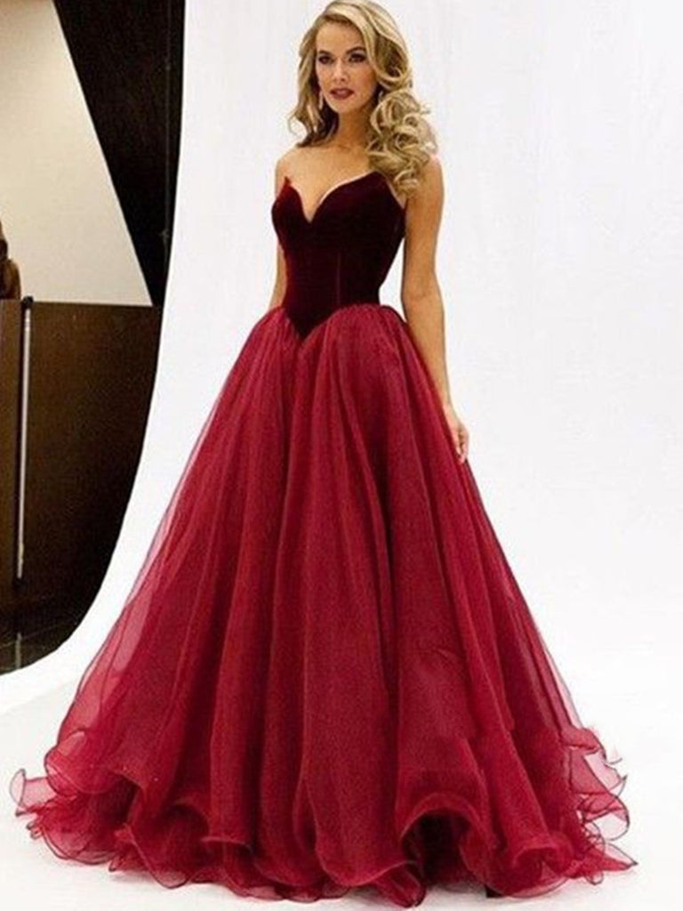 maroon party gown