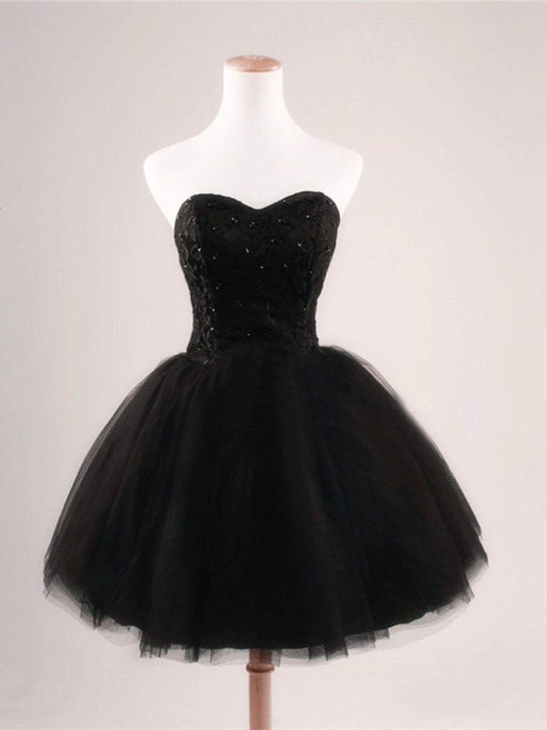 Black Ball Gown Sweetheart Short Prom 