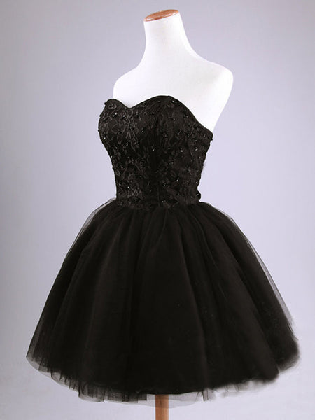 Black Ball Gown Sweetheart Short Prom Dresses,Black Prom Dress,Cheap S ...