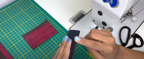 sewing a vegan wallet card holder case with natural cork fabric, a cruelty free alternative to leather