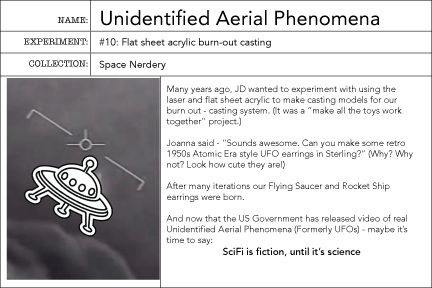 Unidentified Ariel Phenomenon - or UFOs and Rockets Info Card 