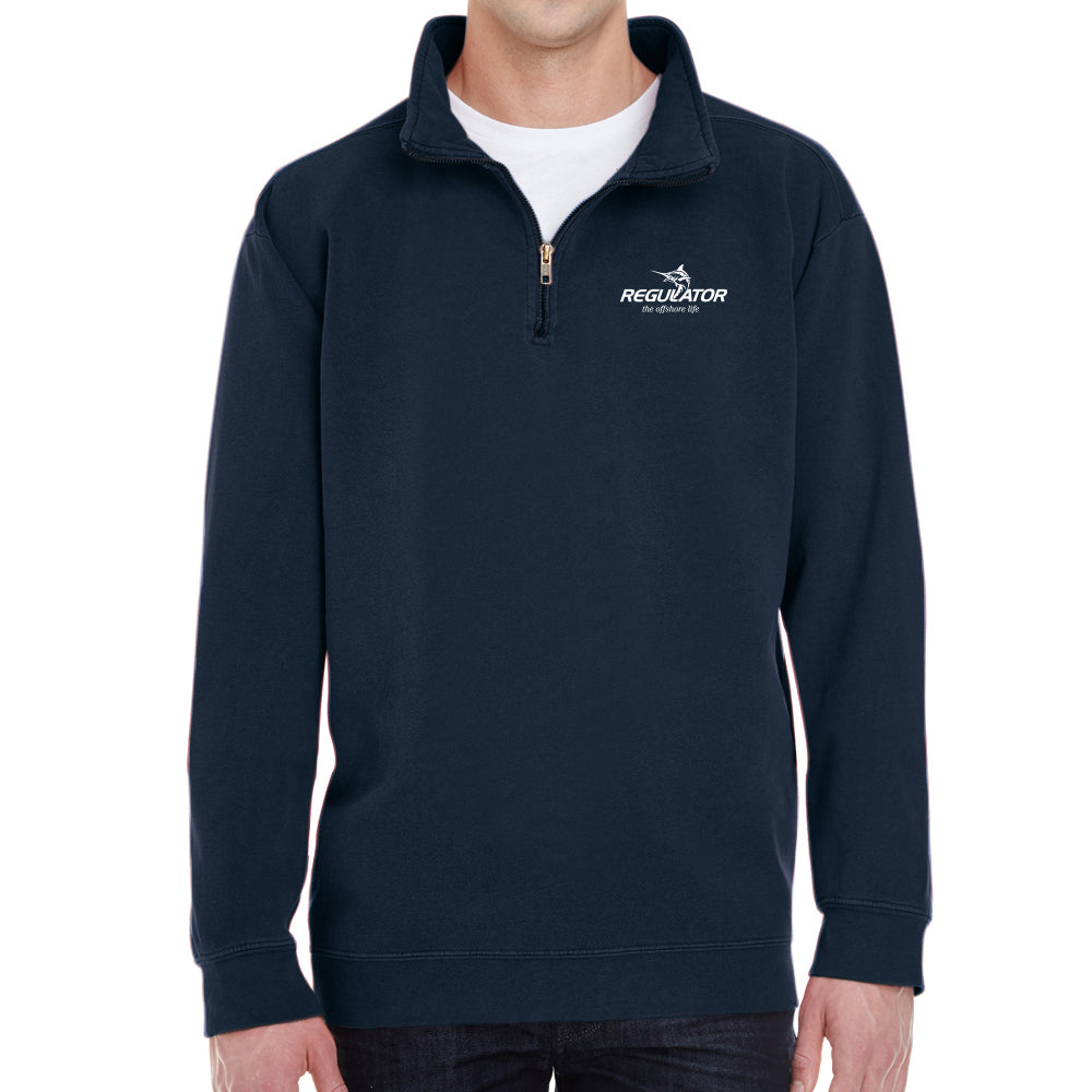 navy blue quarter zip sweatshirt