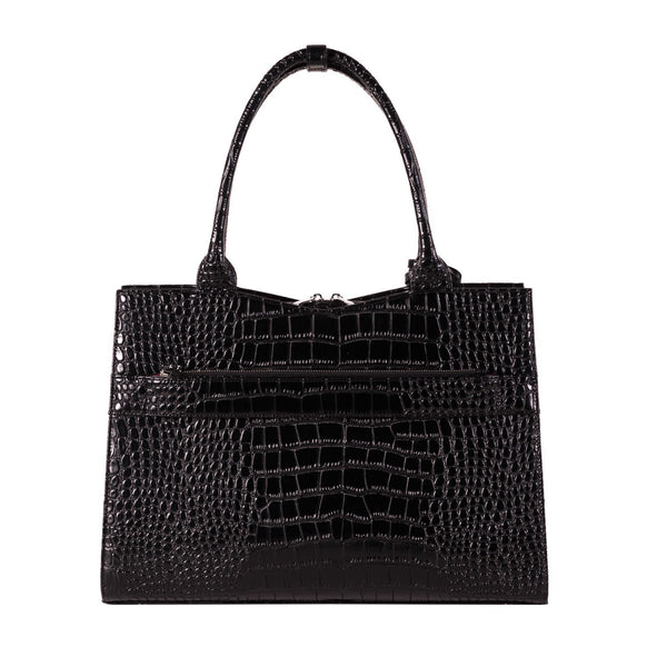 Download Mock-Croc Jet Black 15.6″ Womens Laptop Tote | Laptopbags.co.uk