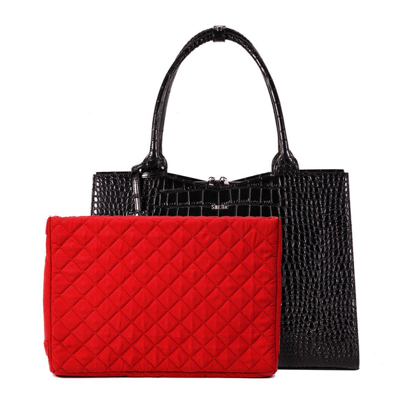 Download Mock-Croc Jet Black 15.6″ Womens Laptop Tote | Laptopbags.co.uk