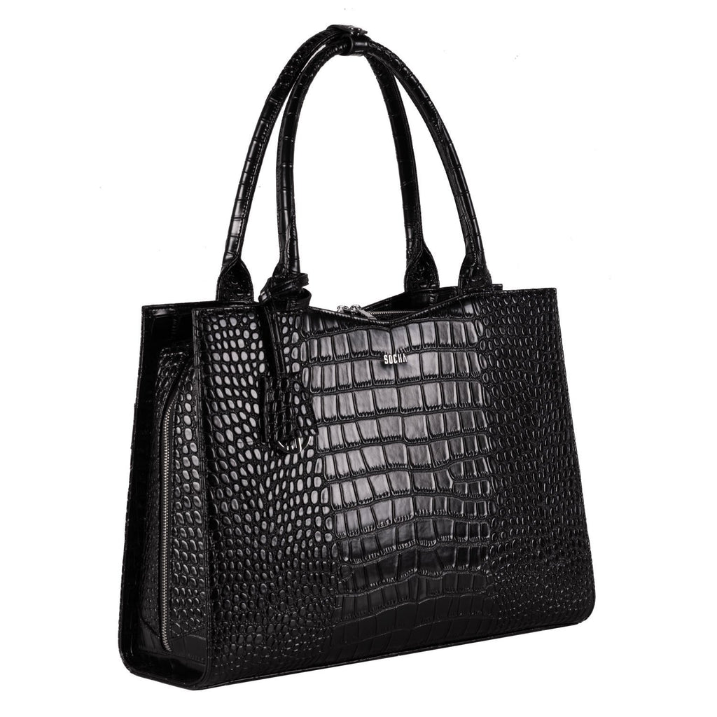 Download Mock-Croc Jet Black 15.6″ Womens Laptop Tote | Laptopbags ...