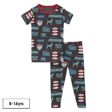 Kickee Pants, Short Sleeve Pajama Set ~ Spring Sky Zoo