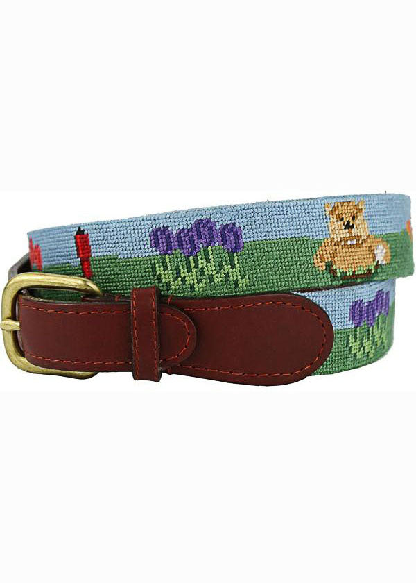 Caddyshack Needlepoin Belt in Green and Blue by Smathers & Branson