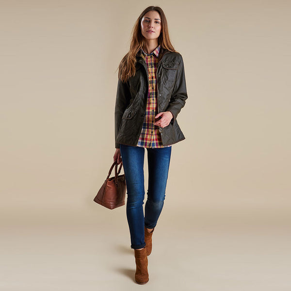 Ladies Utility Waxed Jacket in Olive by Barbour