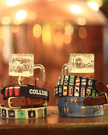 smathers and branson beer cans needlepoint belt