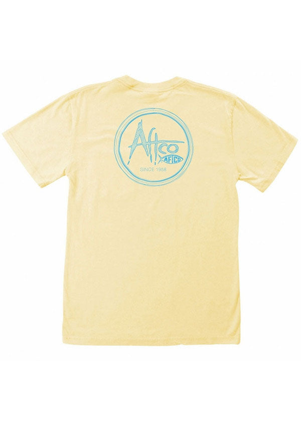 Scribble Pocket Tee Shirt in Yellow by AFTCO