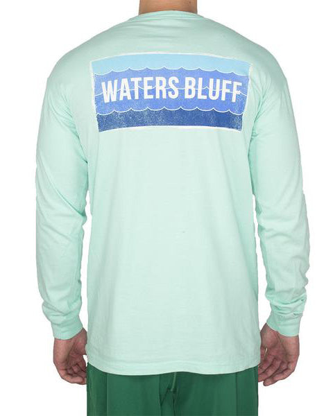 Wave Logo Long Sleeve Tee Shirt in Blue Jean by Waters Bluff
