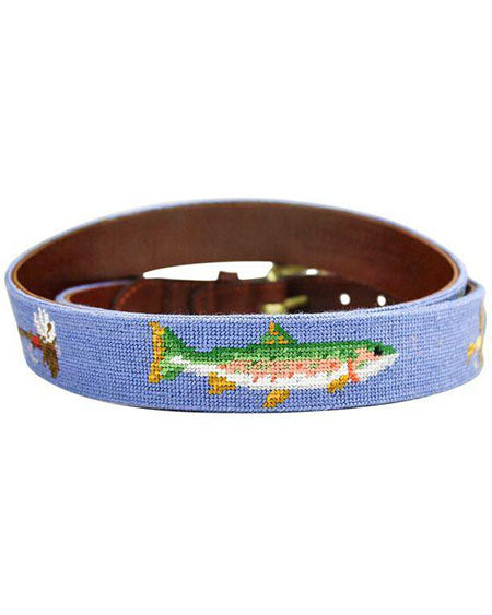 smathers and branson trout and fly needlepoint belt