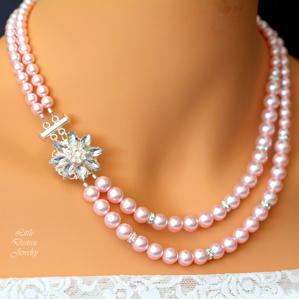 pink and grey pearl necklace