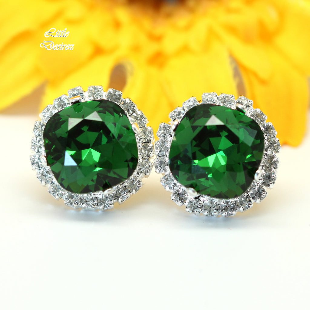 Dark Green Stud Earrings Emerald Studs DM50S – Little Desirez Jewelry