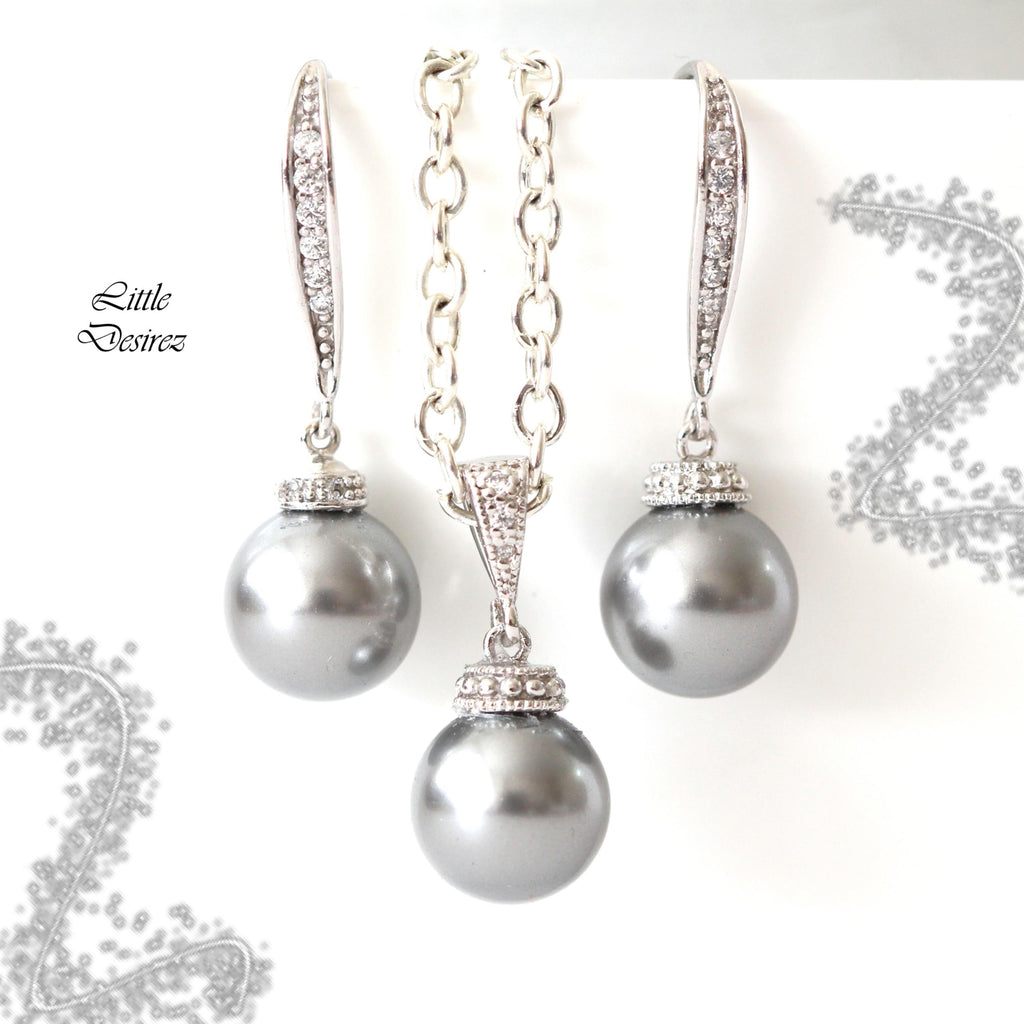 grey pearl jewelry sets