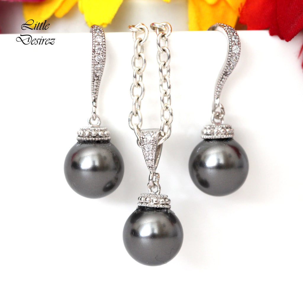 grey pearl jewelry sets