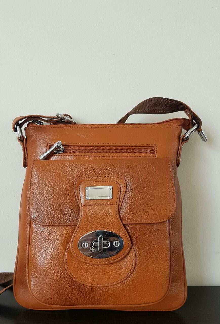 Handbags & Bags - 100% Genuine Buffalo Leather Sling Bag - 3 Colours - Tan Brown was sold for ...