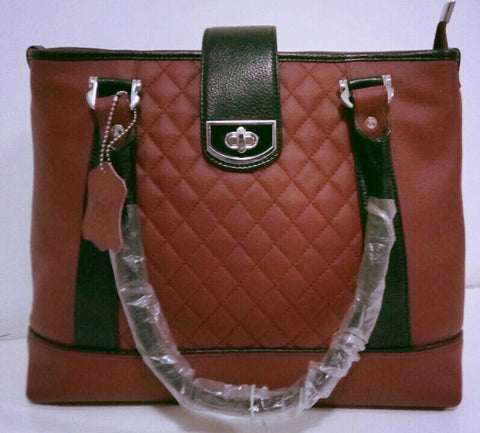 100% Genuine Buffalo Leather Elegant  Everyday Handbag - Brick Red