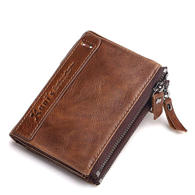 Purses & Wallets - Men&#39;s Genuine Leather Zipper Wallet - Brown was sold for R399.00 on 15 Feb at ...