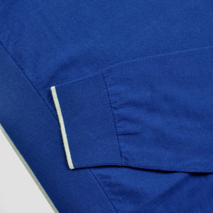Fine Cotton Quarter Zip Collar in Royal Blue with Grey Trim