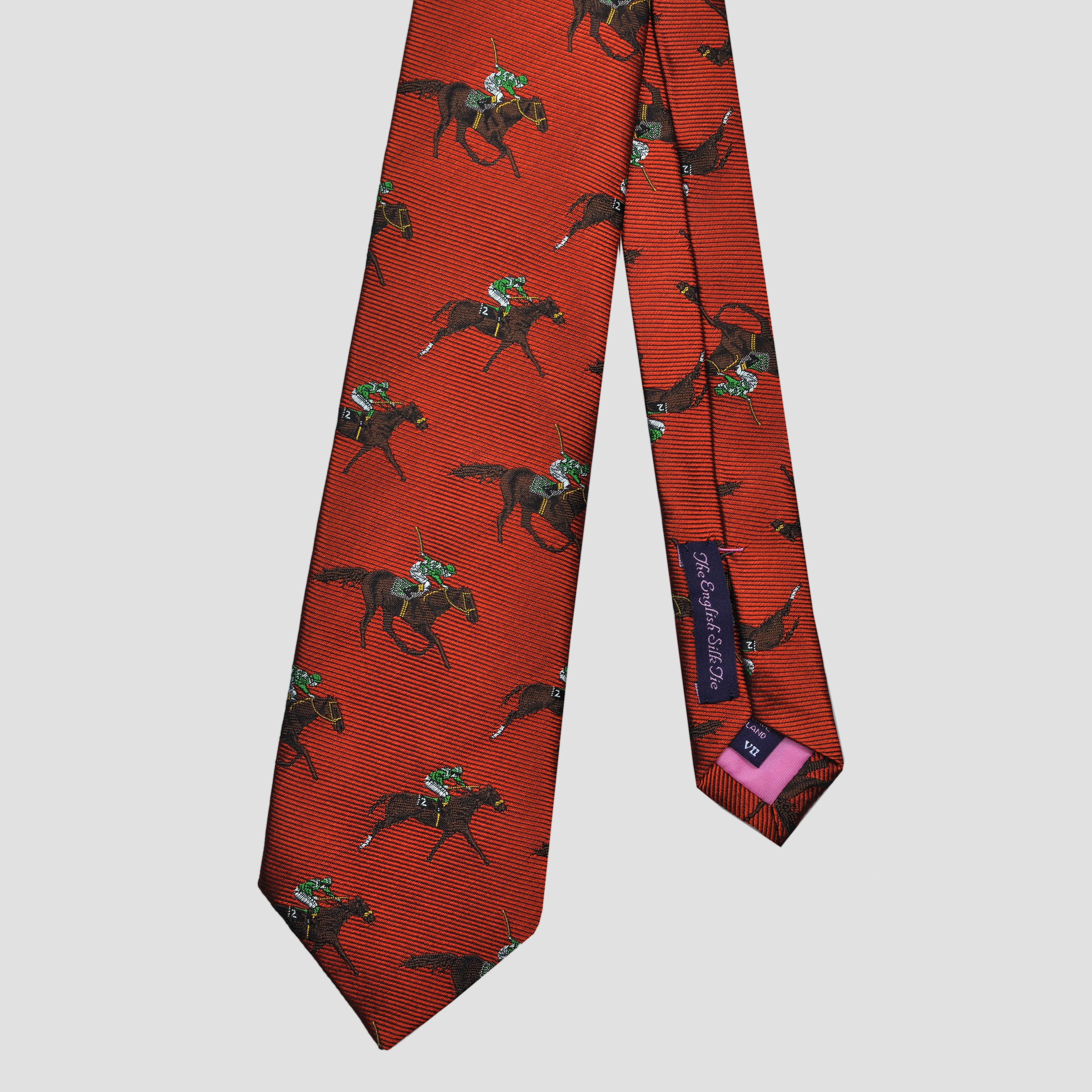 English Woven Silk 'At the Races' Tie in Orange