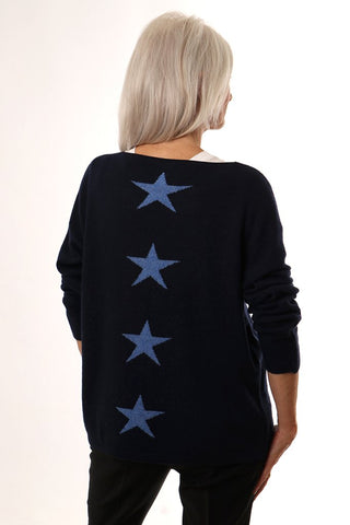 Navy star cashmere blend jumper