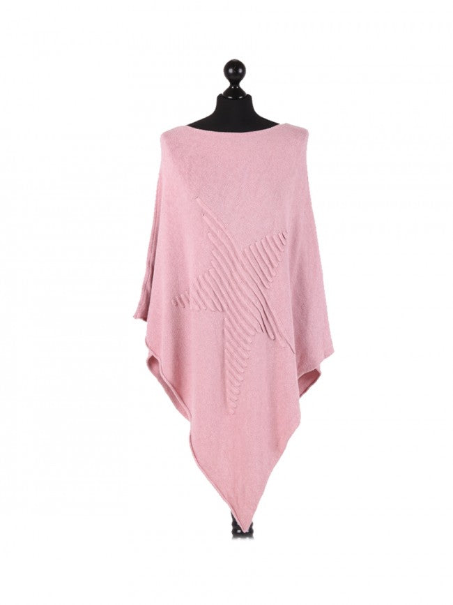 Savoia Pink Printed Cashmere Silk Wool Poncho