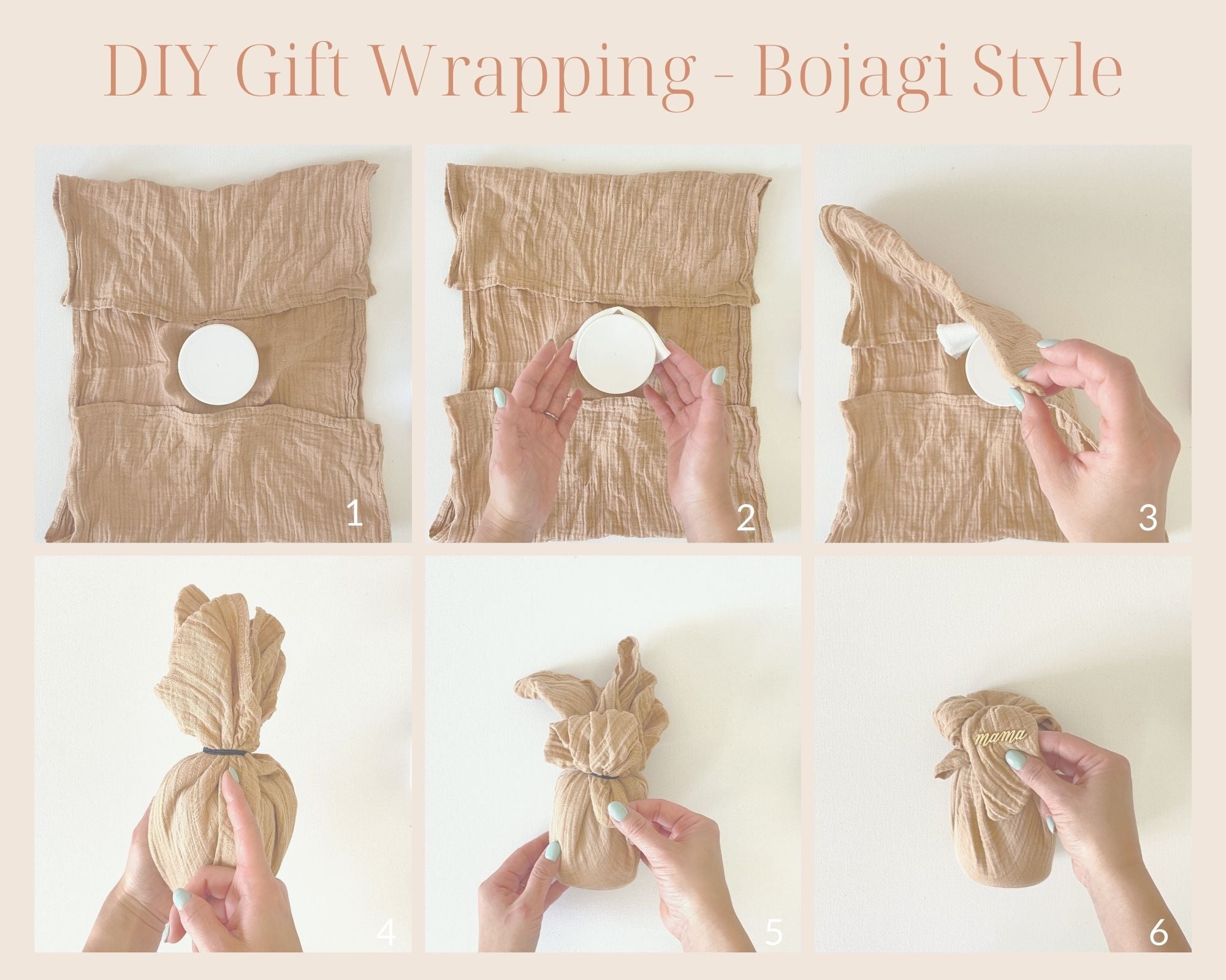 DIY Gif Wrapping - Bojagi Style. 6 steps to wrap Gather 33 Soak in Love set