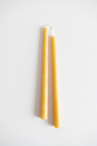 Natural beeswax taper candle pair