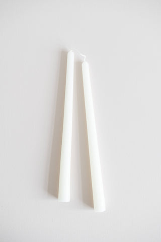 Natural pearl beeswax taper candle pair