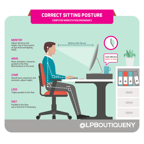 person sitting at a workstation with proper posture