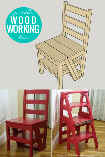 DIY Ladder Chair Woodworking Plan (Folding Step Stool 