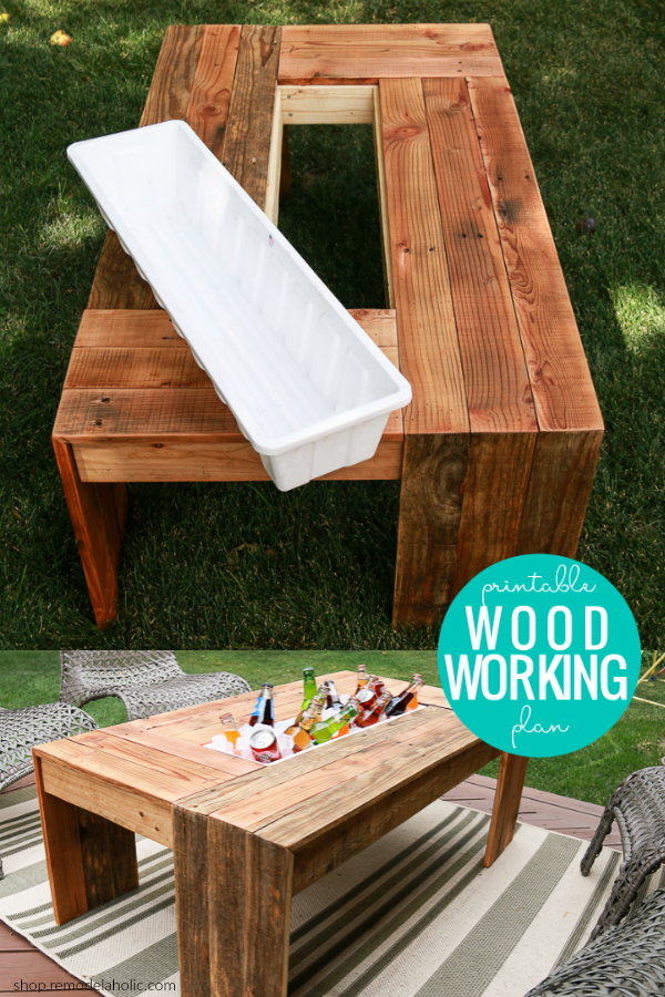 DIY Outdoor Coffee Table with Drink Cooler Woodworking 