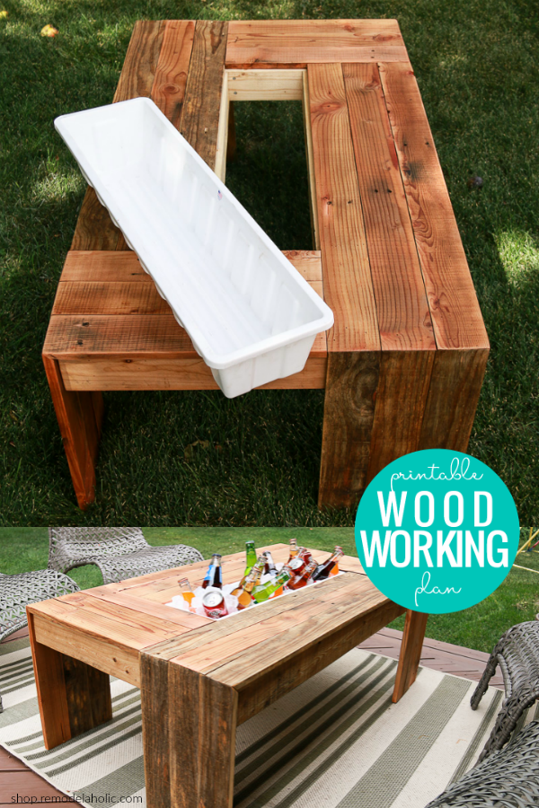 DIY Outdoor Coffee Table with Drink Cooler Woodworking ...