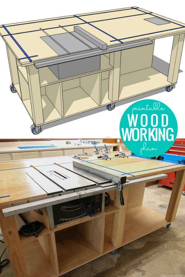 Table Saw Workbench Woodworking Plan - Remodelaholic