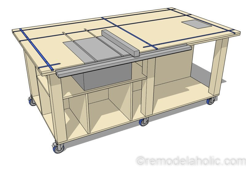 Table Saw Workbench Woodworking Plan - Remodelaholic