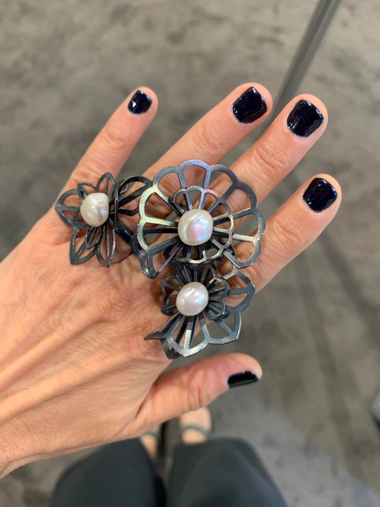 Karin Jacobson Jewelry Origami Pearls Collection rings