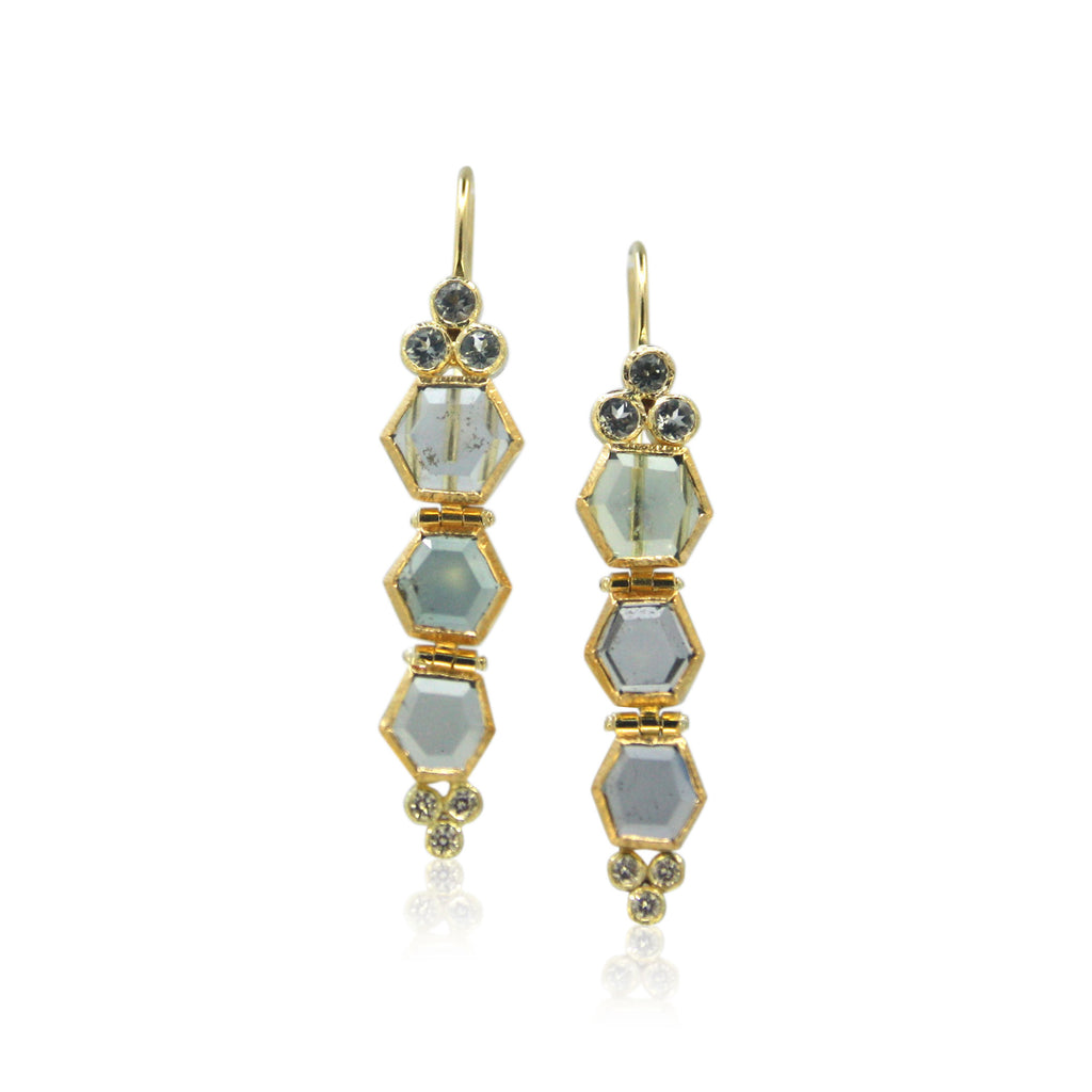 Karin Jacobson Jewelry Design Montana Sapphire and spinel earrings