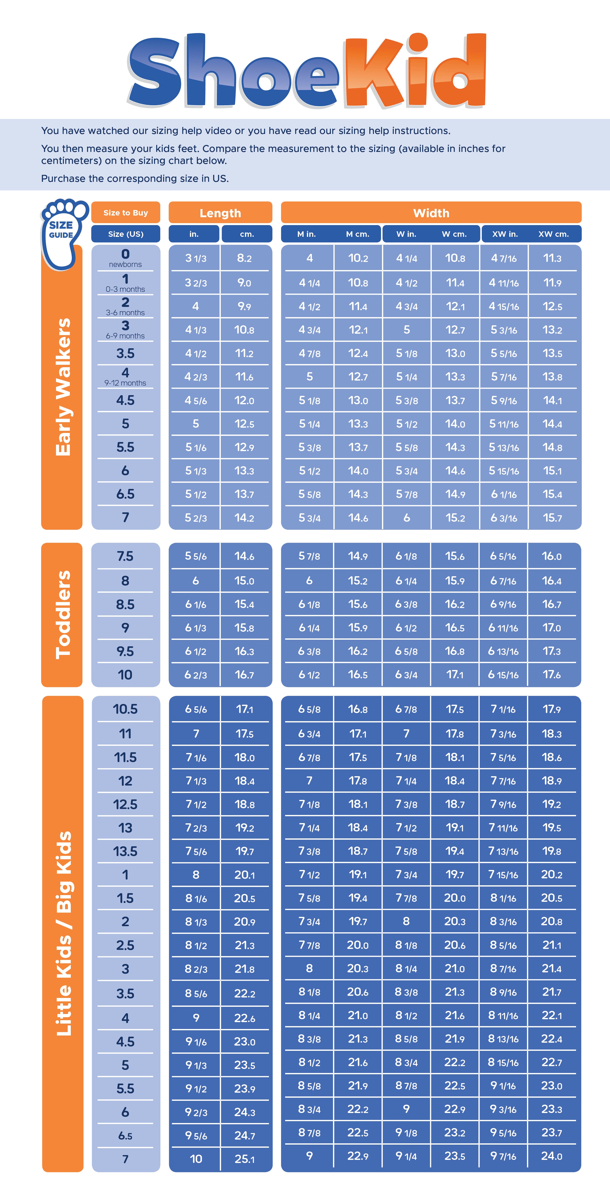 Sizing Help – ShoeKid.ca